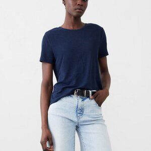 Banana Republic Factory Navy Blue Linen Blend Tee